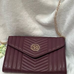 Elegant Burgundy Quilted Crossbody Bag